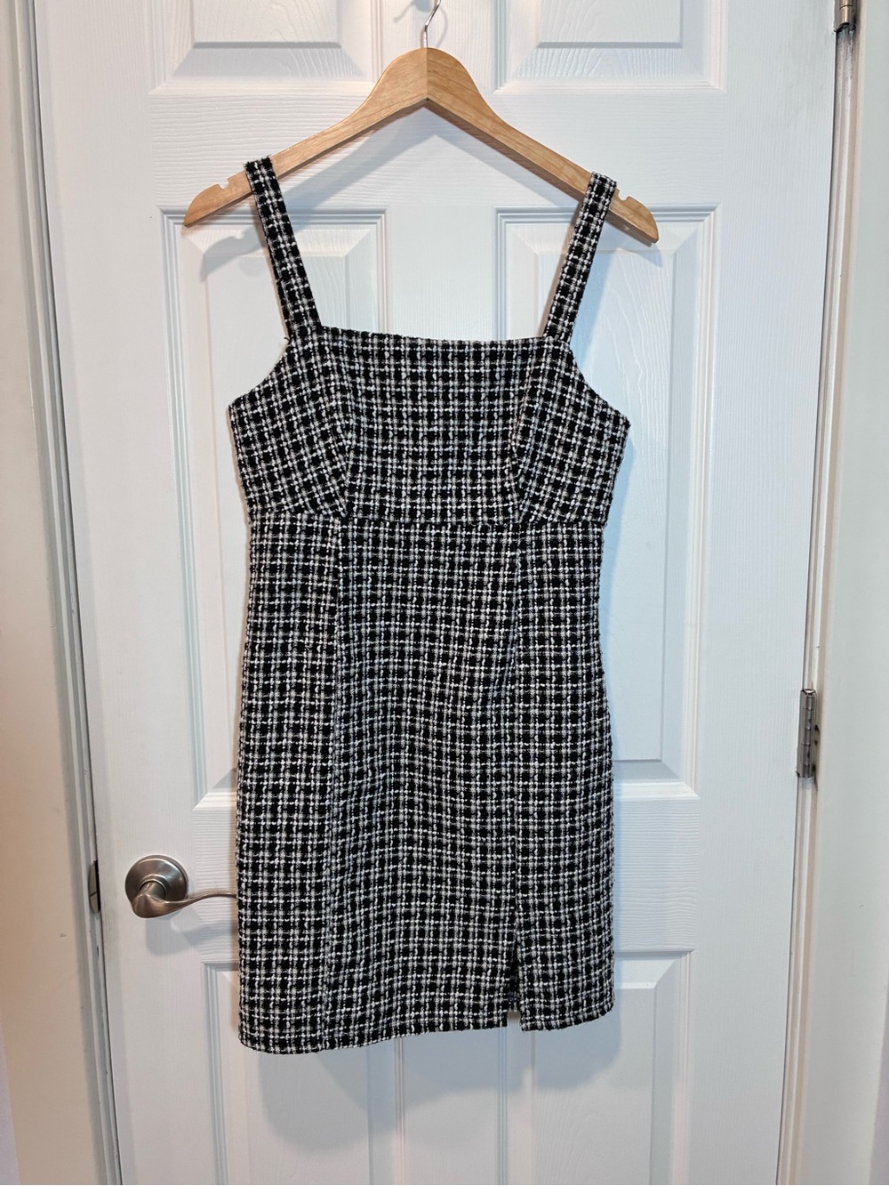 miami Black & White Tweed Square-Neck Mini Dress